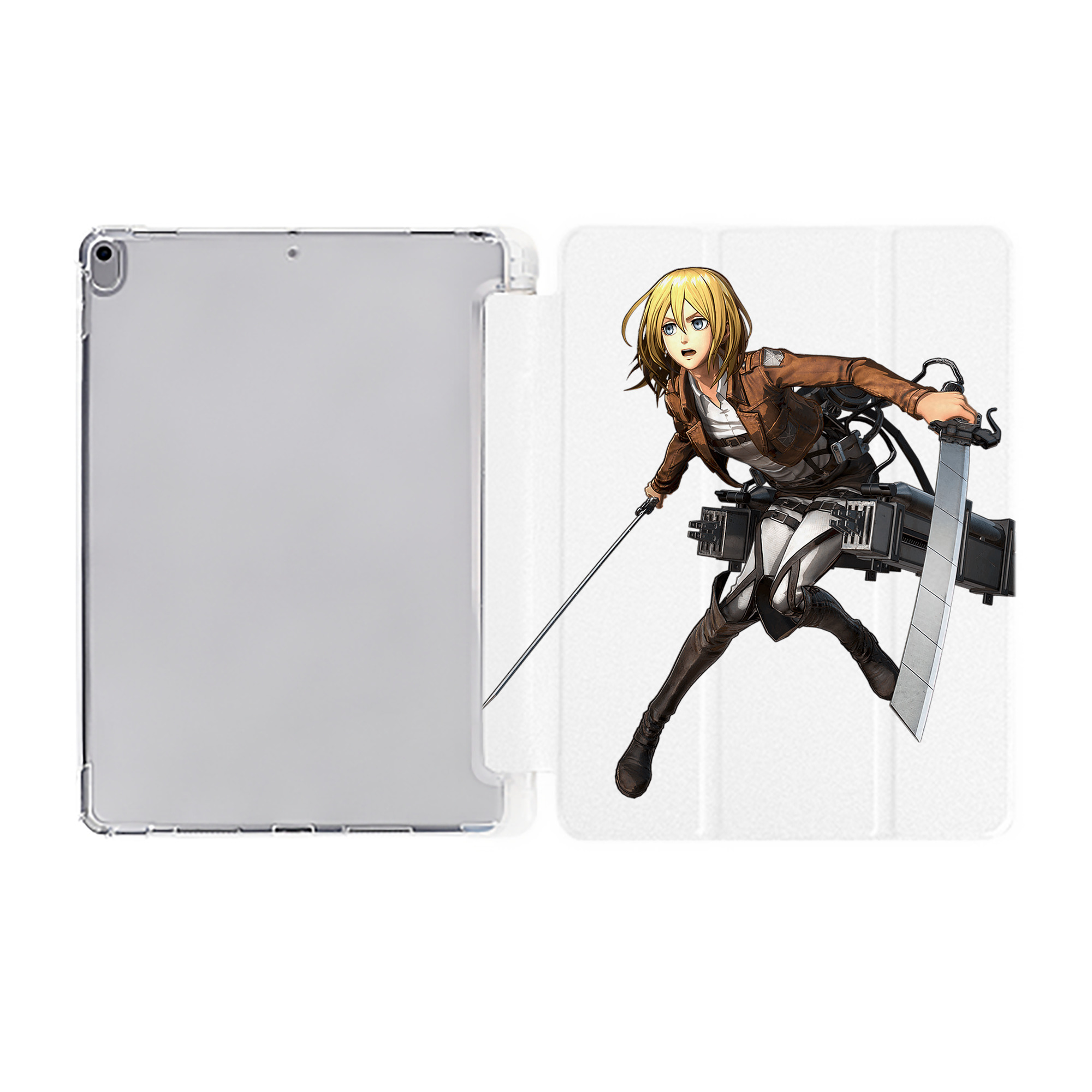 （画像用） 進撃の巨人 クリスタ·レンズ Attack on Titan Christa Lenz IPad ケース ペン収納付き 三つ折りスタンド PUレザー×シリコン 対応機種9.5/10.5/10.9インチ